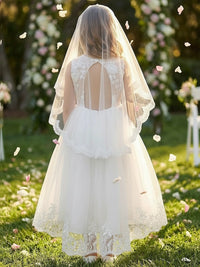 Lace Flower Girl Dress — The Vivienne Celeste | Guest & Gown — view 2