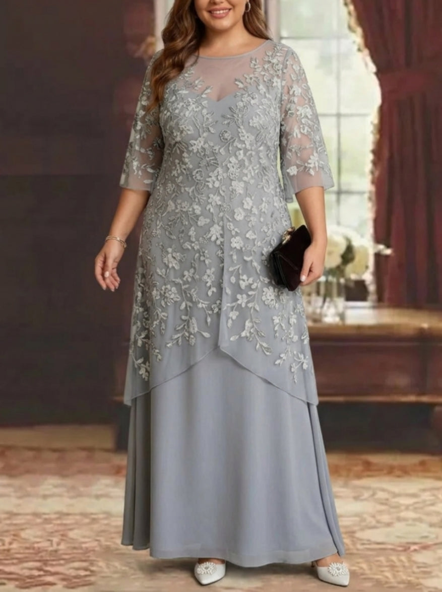 Plus Size A-Line Mother of the Bride Dress — The Jade Aurelia | Guest & Gown