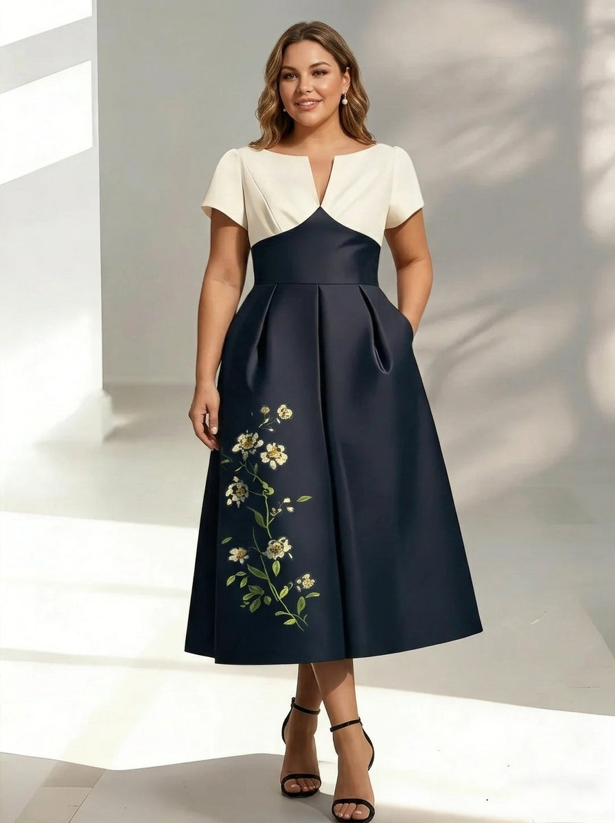 Tea Length Plus Size Mother of the Bride Dress — The Sabine Isla | Guest & Gown — view 3