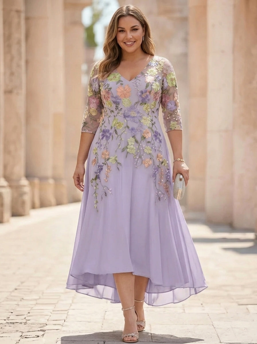 Plus Size Tea Length Mother of the Bride Dress — The Odette | Guest & Gown