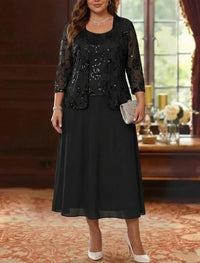 Plus Size Tea Length Mother of the Bride Dress — The Xenia Seraphine | Guest & Gown