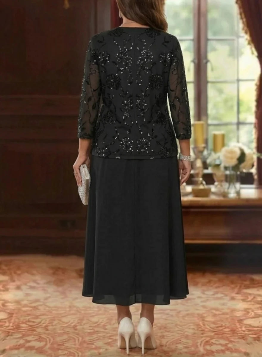 Plus Size Tea Length Mother of the Bride Dress — The Xenia Seraphine | Guest & Gown