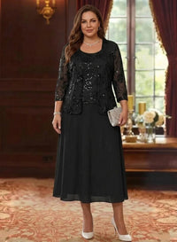 Plus Size Tea Length Mother of the Bride Dress — The Xenia Seraphine | Guest & Gown