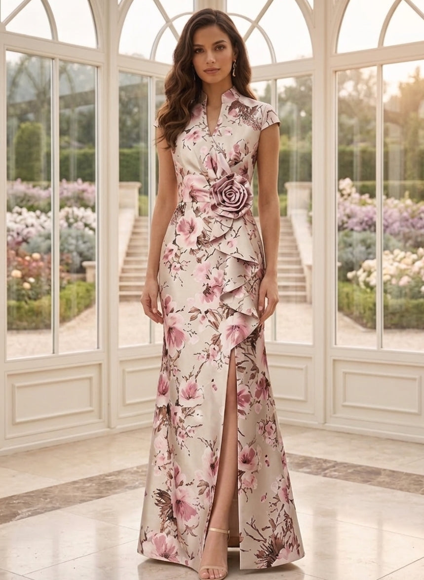 Short Sleeve Long Mother of the Bride Dress — The Selah Aurelia | Guest & Gown