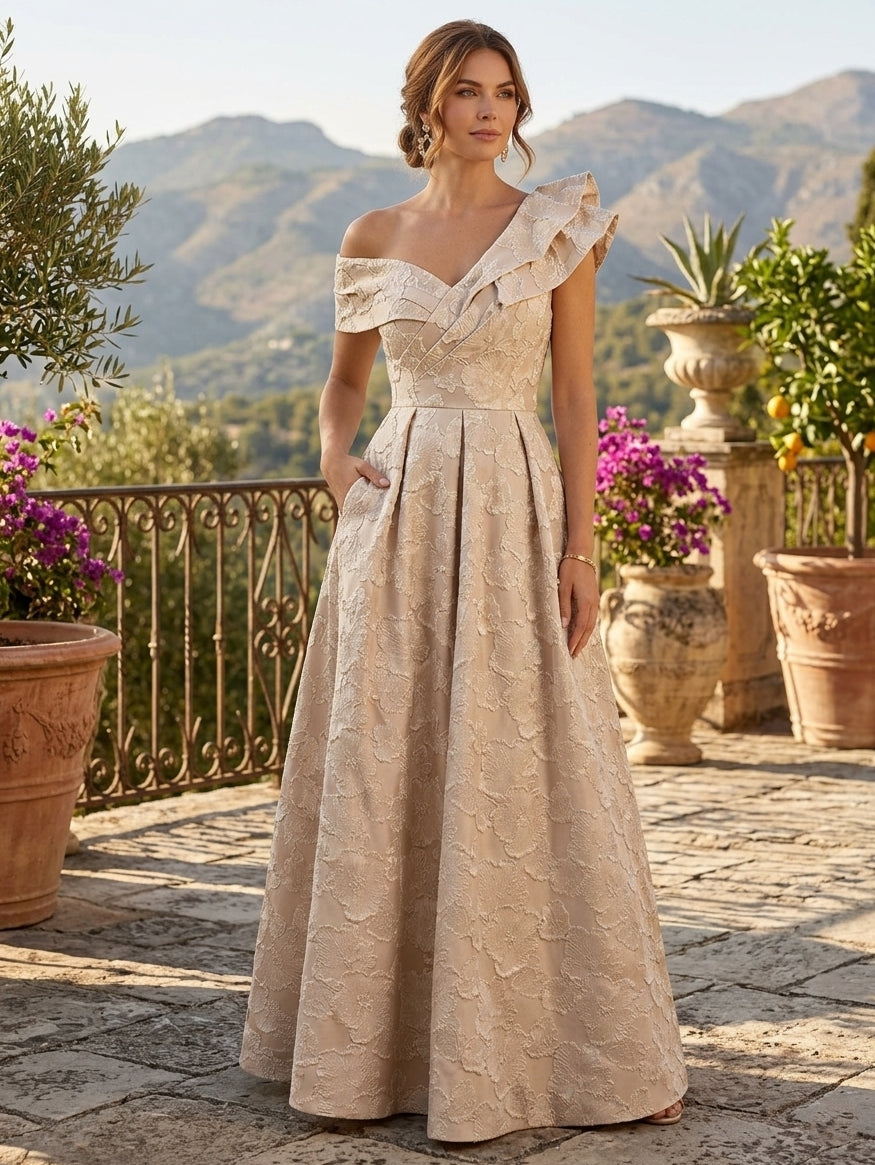 One Shoulder Mother of the Bride Dress — The Della Aurelia | Guest & Gown