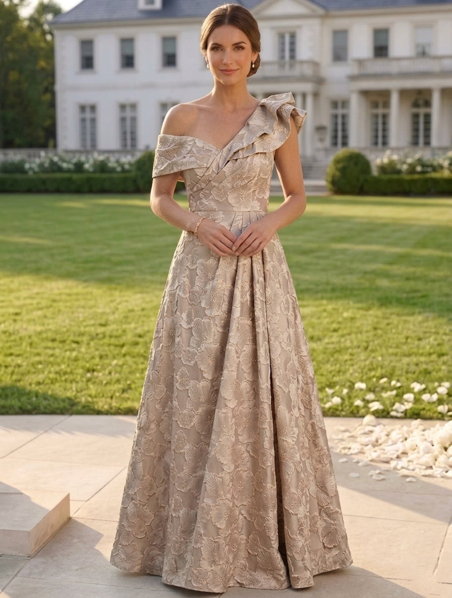 One Shoulder Mother of the Bride Dress — The Della Aurelia | Guest & Gown