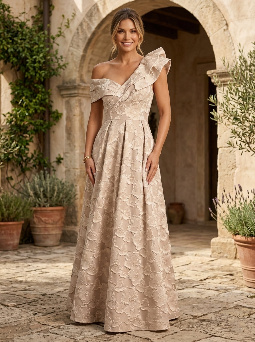 One Shoulder Mother of the Bride Dress — The Della Aurelia | Guest & Gown