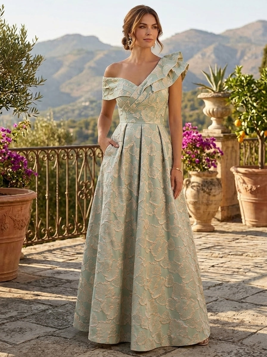 One Shoulder Mother of the Bride Dress — The Della Aurelia | Guest & Gown