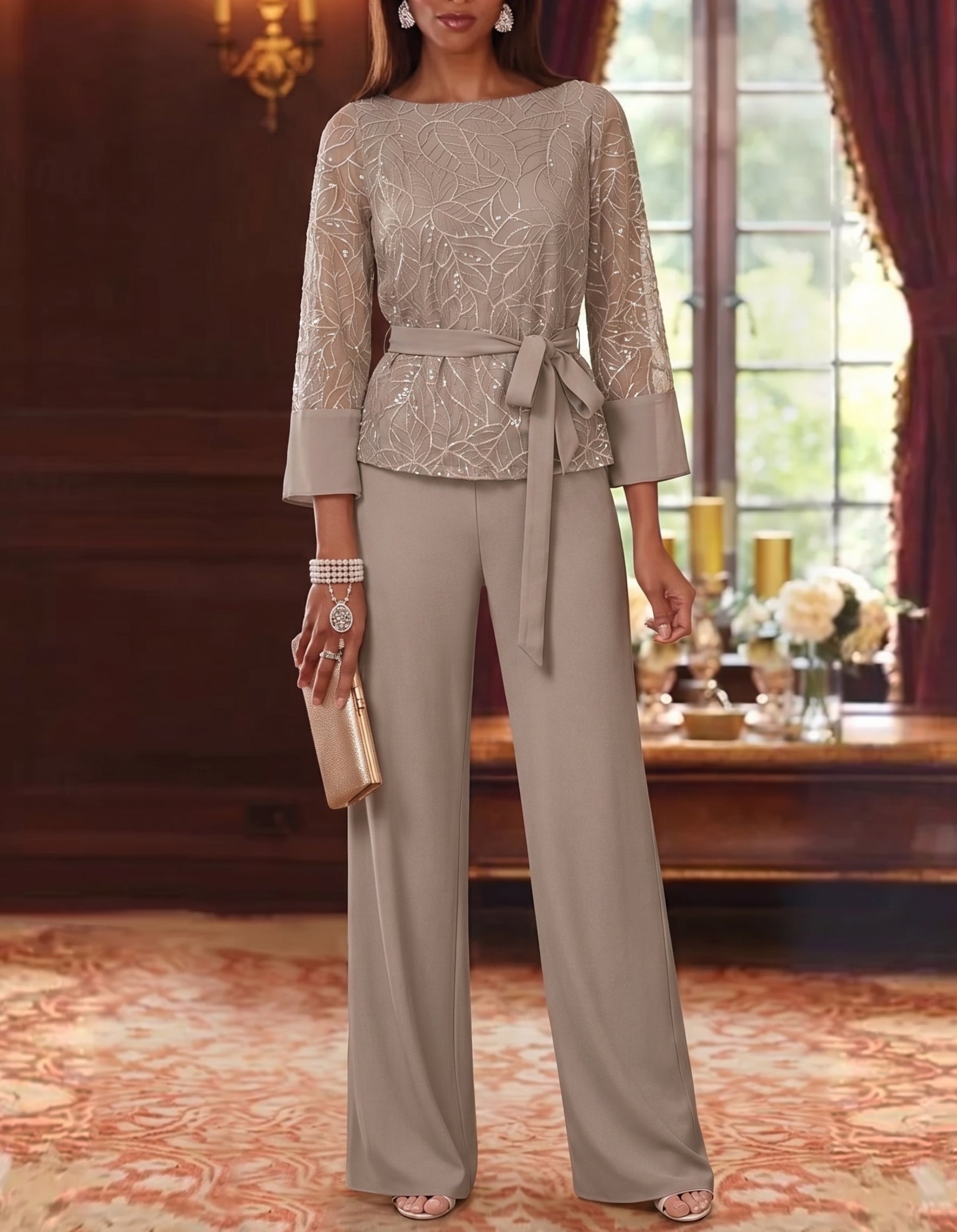 3 4 Sleeve Mother of the Bride Dress — The Faye Aurelia | Guest & Gown