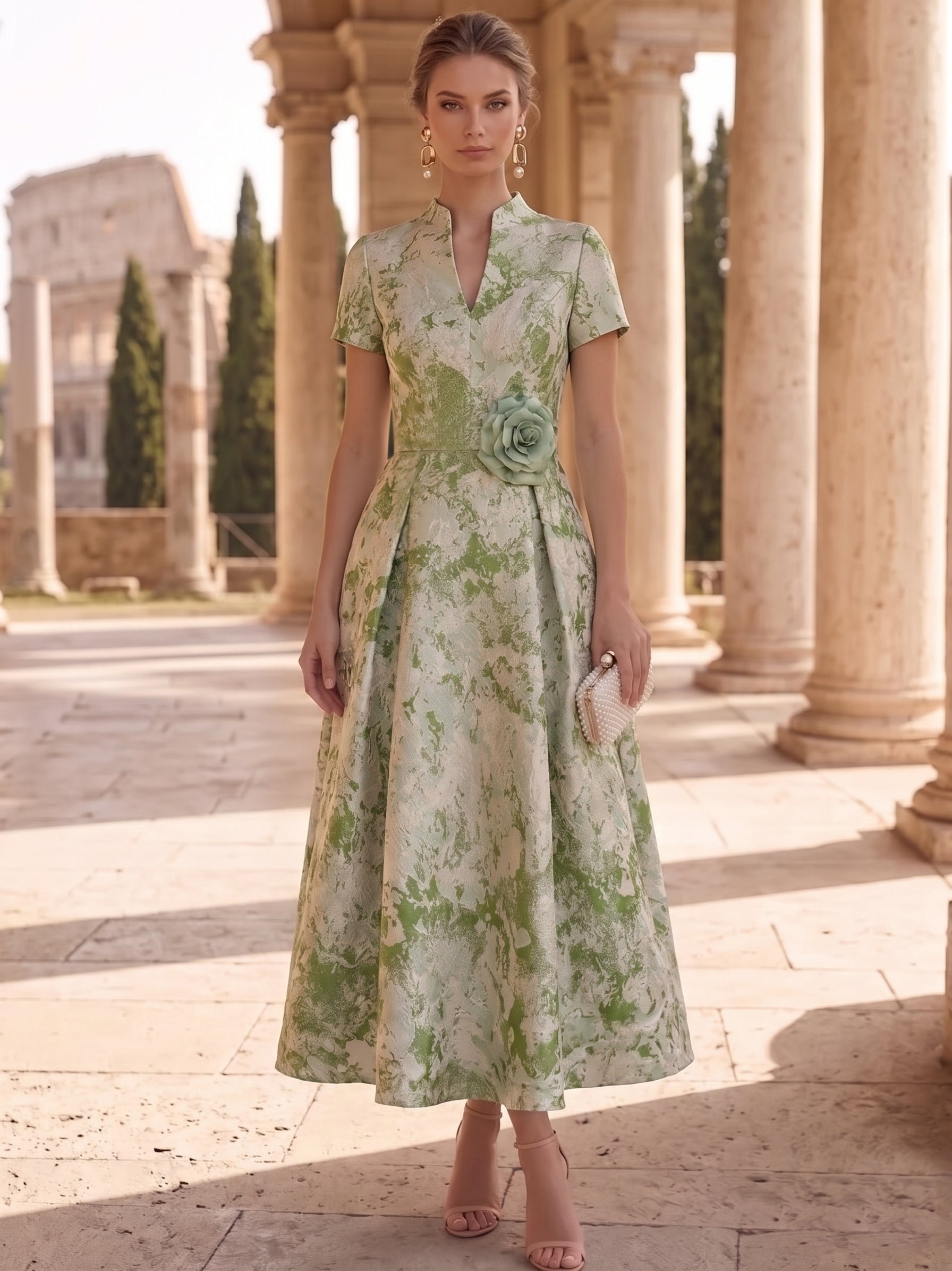 Short Mother of the Bride Dress with Sleeves — The Fleur Aurelia | Guest & Gown — view 3