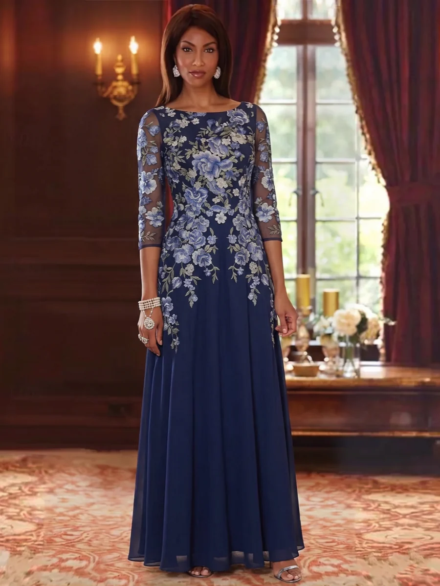 Long Mother of the Bride Dress with Sleeves — The Lavinia Seraphine | Guest & Gown — view 3