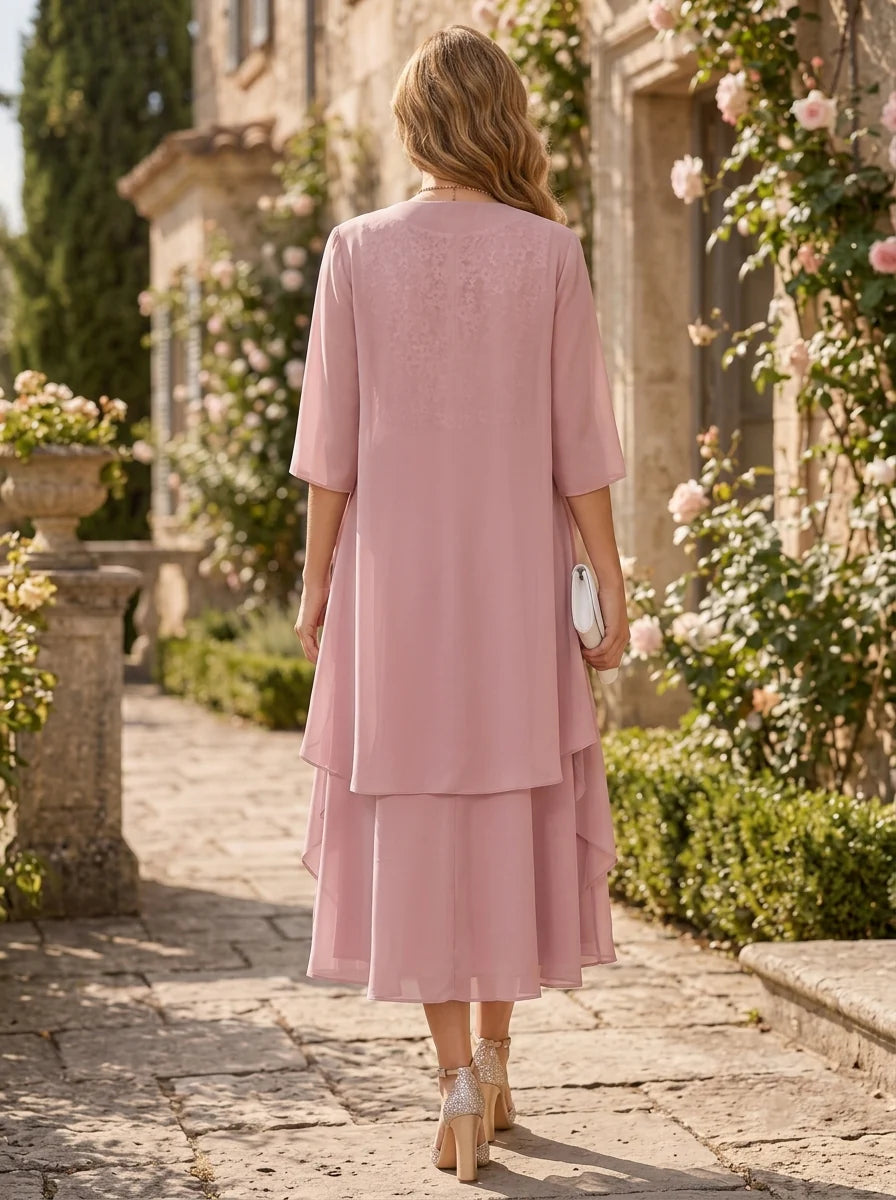 Tea Length Jacket Mother of the Bride Dress — The Elodie Seraphine | Guest & Gown