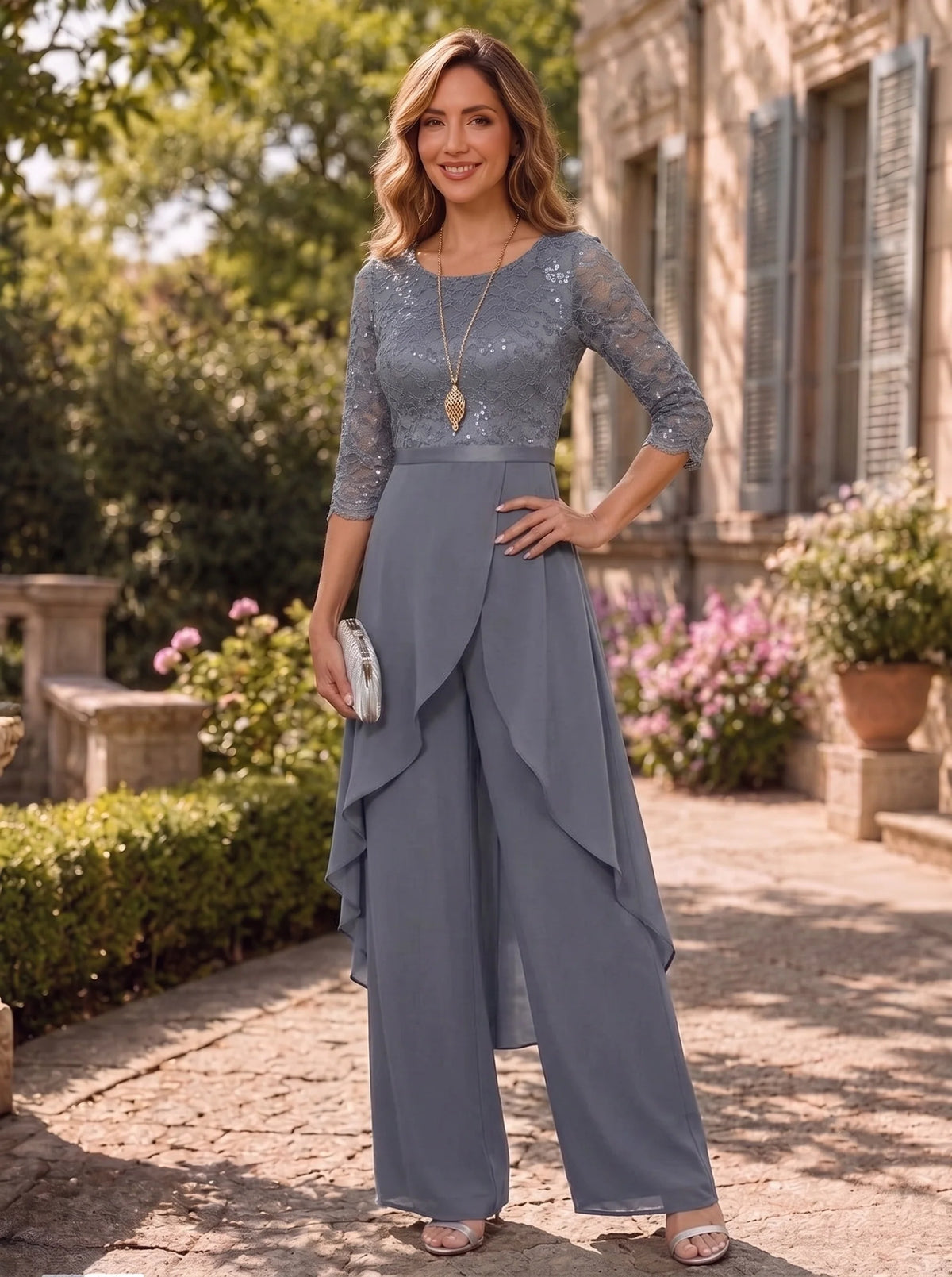 Floral Mother of the Bride Dress with Sleeves — The Vivienne Seraphine | Guest & Gown