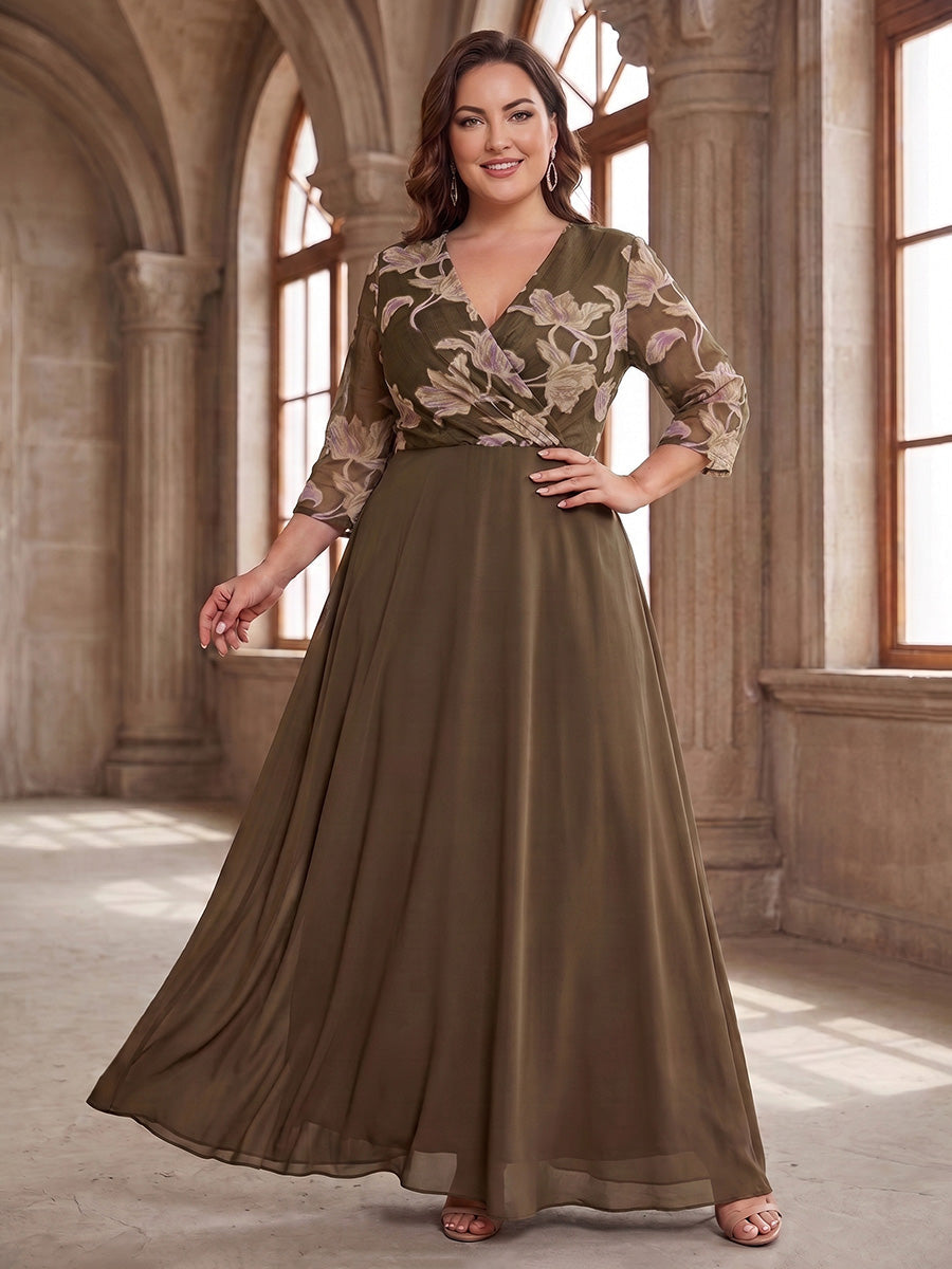 Plus Size 3 4 Sleeve Mother of the Bride Dress — The Calla | Guest & Gown