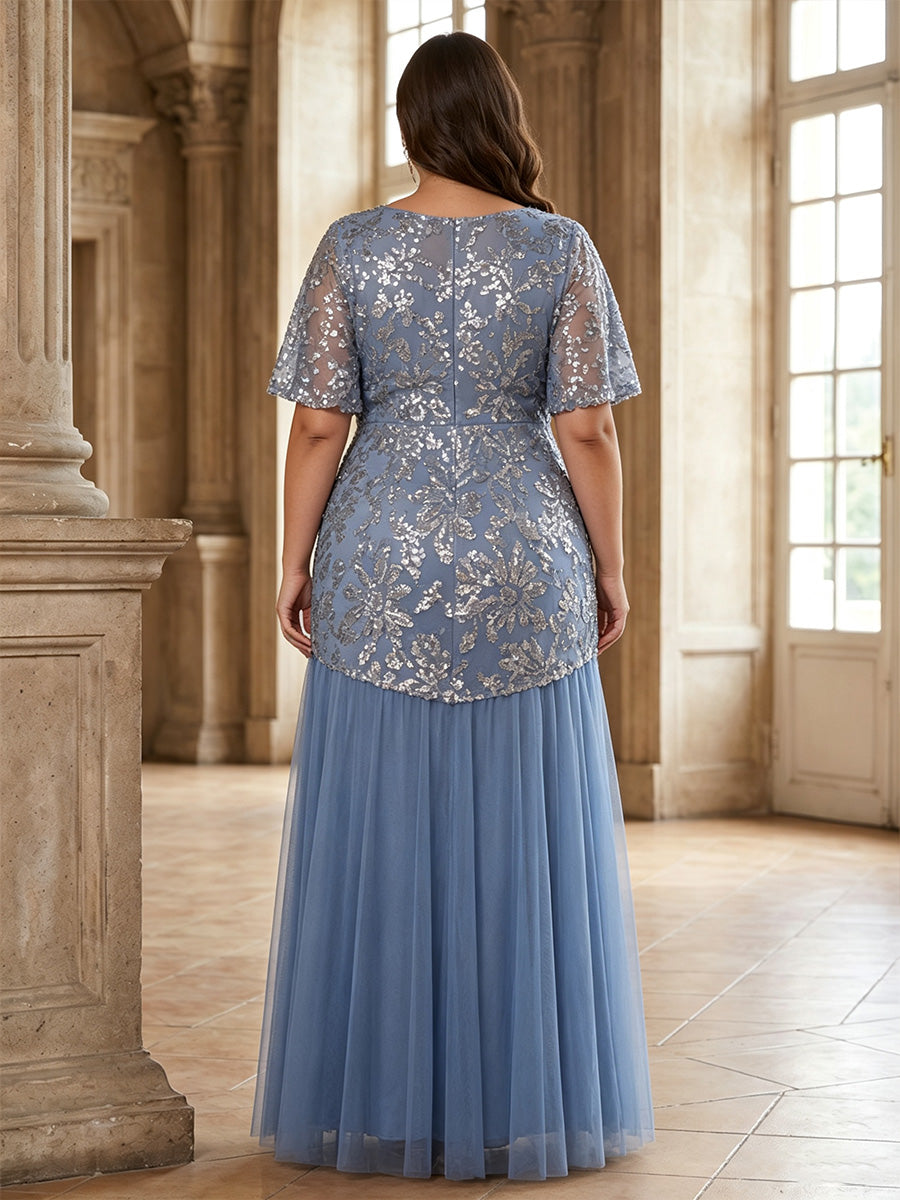 Plus Size Short Sleeve Long Mother of the Bride Dress — The Briar | Guest & Gown — view 2