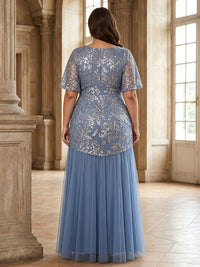 Plus Size Short Sleeve Long Mother of the Bride Dress — The Briar | Guest & Gown — view 2