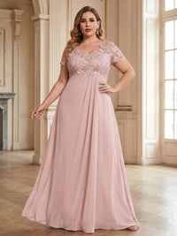 Plus Size Short Sleeve Long Mother of the Bride Dress — The Josephine | Guest & Gown