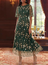 Floral Mother of the Bride Dress with Sleeves — The Freya | Guest & Gown