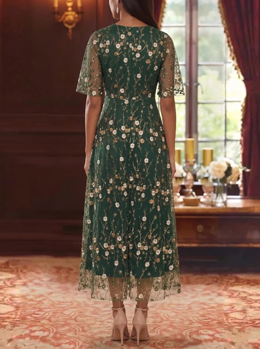 Floral Mother of the Bride Dress with Sleeves — The Freya | Guest & Gown — view 2