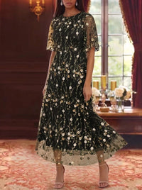 Floral Mother of the Bride Dress with Sleeves — The Freya | Guest & Gown — view 9
