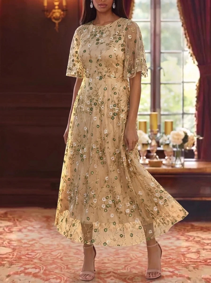 Floral Mother of the Bride Dress with Sleeves — The Freya | Guest & Gown — view 10