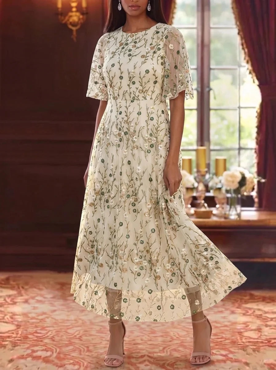 Floral Mother of the Bride Dress with Sleeves — The Freya | Guest & Gown — view 8