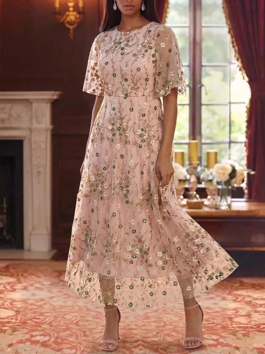 Floral Mother of the Bride Dress with Sleeves — The Freya | Guest & Gown — view 5