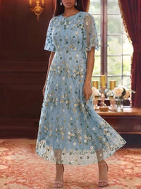Floral Mother of the Bride Dress with Sleeves — The Freya | Guest & Gown — view 7