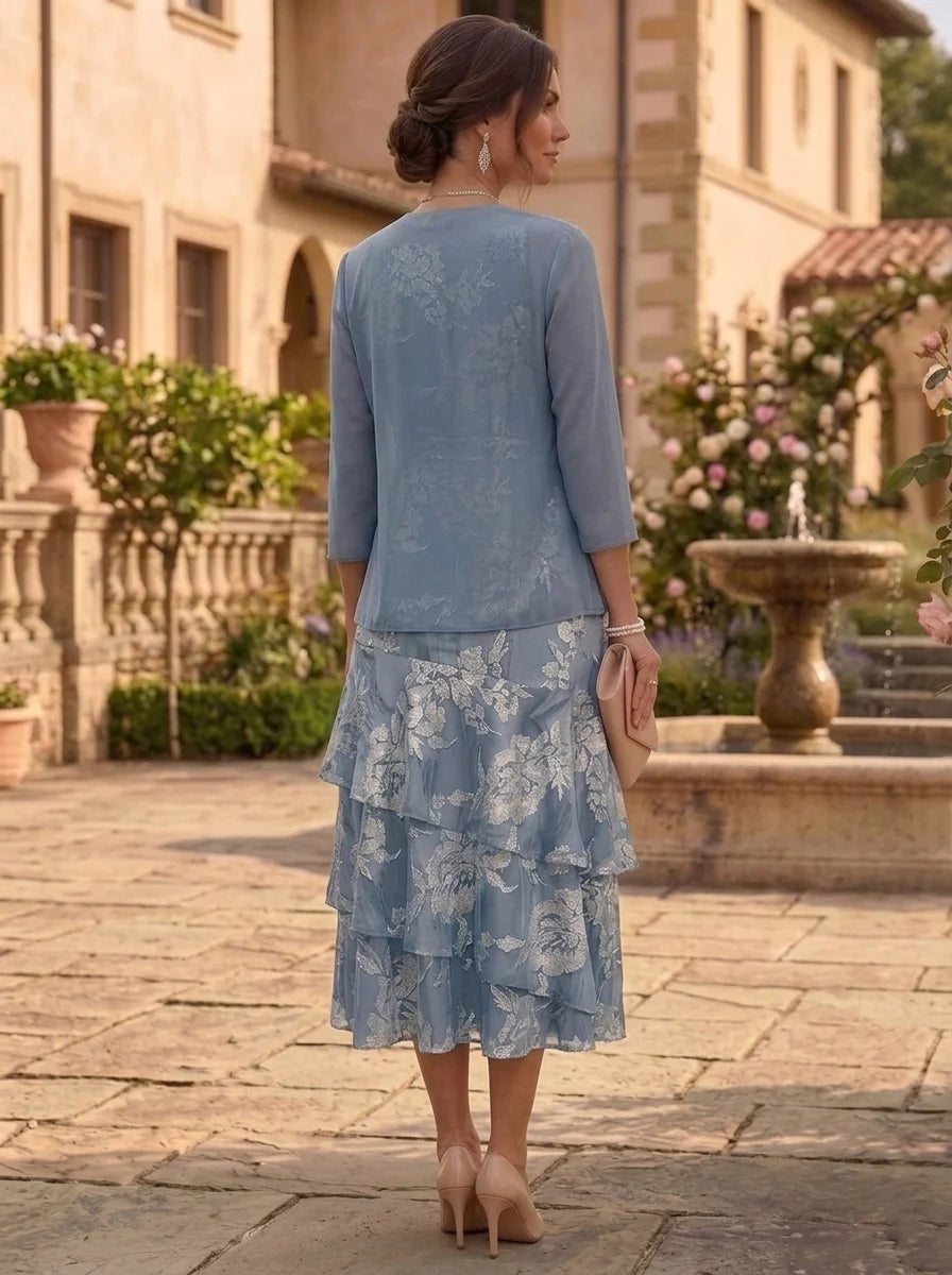 Mother of the Bride Tea Length Jacket Dress — The Della | Guest & Gown