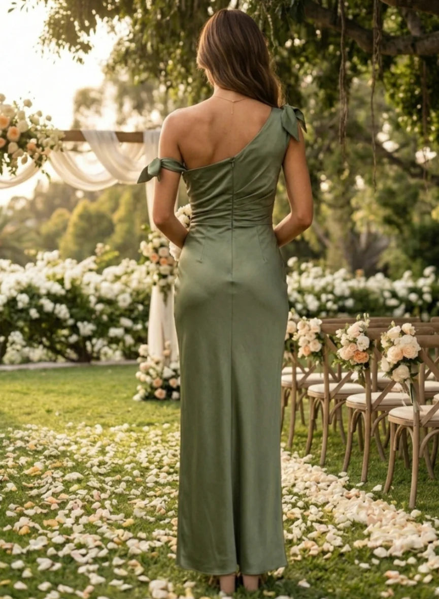 One Shoulder Satin Bridesmaid Dress — The Gemma Seraphine | Guest & Gown