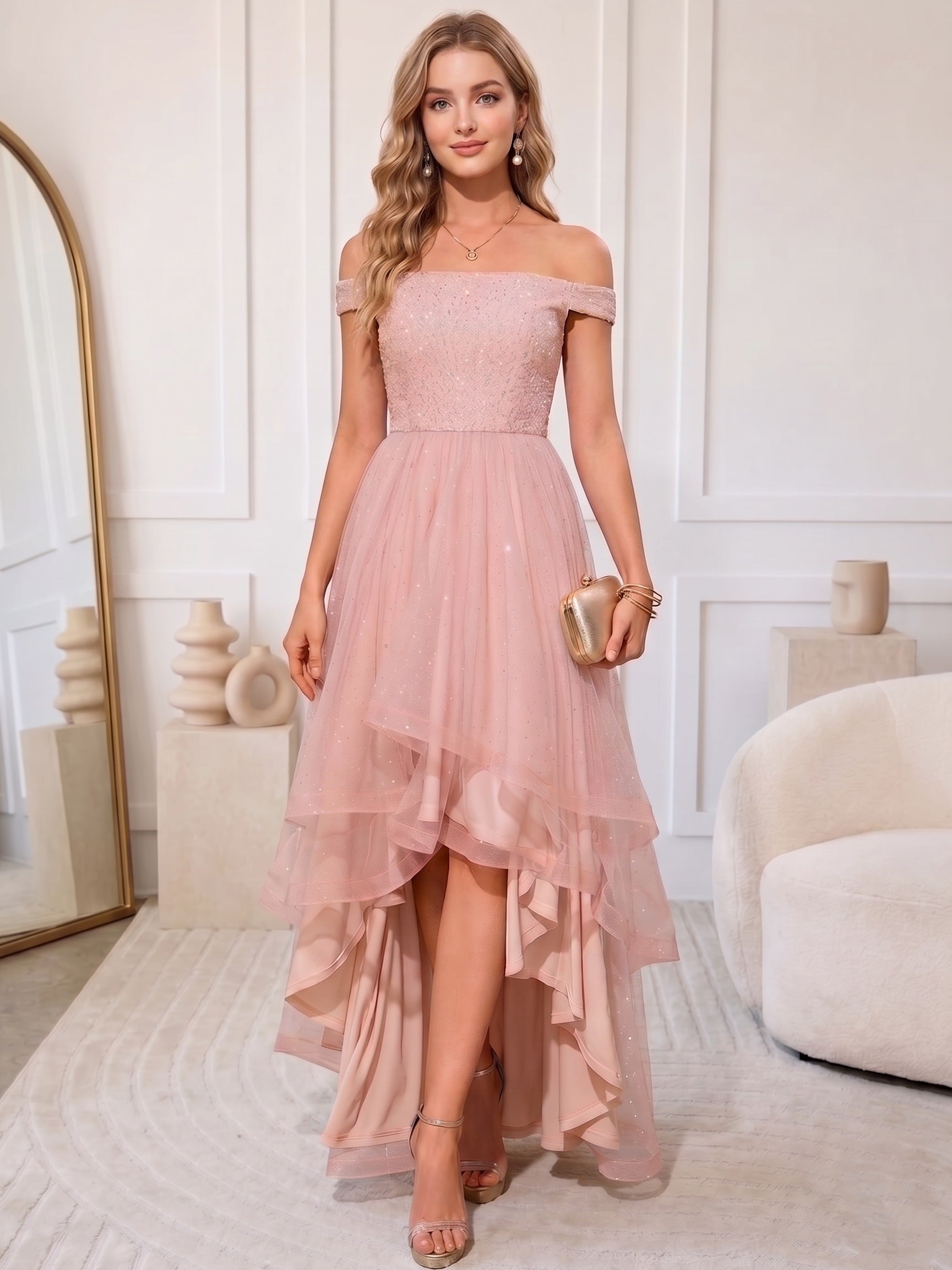 Off Shoulder Wedding Guest Dress — The Ember Isla | Guest & Gown — view 3