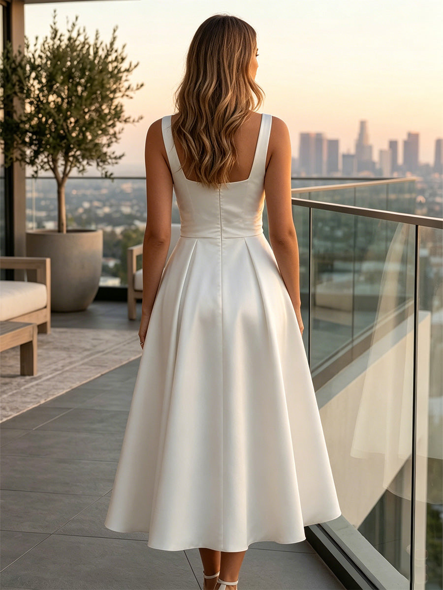 Tea Length White Dress — The Paloma Isla | Guest & Gown