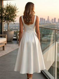 Tea Length White Dress — The Paloma Isla | Guest & Gown