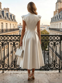 White Tea Length Dress — The Kaia Isla | Guest & Gown