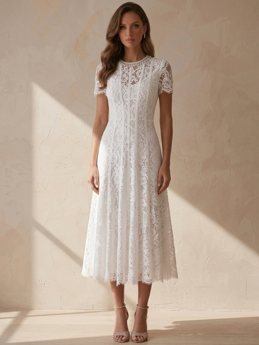 White Short Elegant Dress — The Thea Isla | Guest & Gown