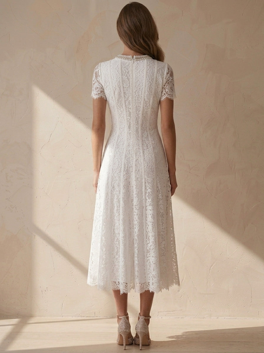 White Short Elegant Dress — The Thea Isla | Guest & Gown