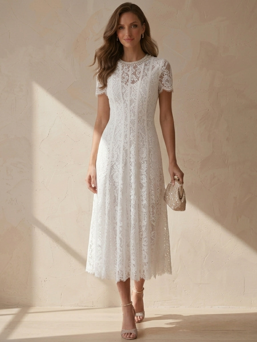 White Short Elegant Dress — The Thea Isla | Guest & Gown