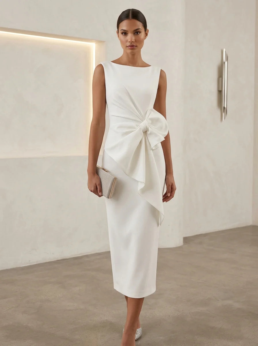 White Tea Length Dress — The Ione Seraphine | Guest & Gown