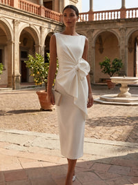 White Tea Length Dress — The Ione Seraphine | Guest & Gown