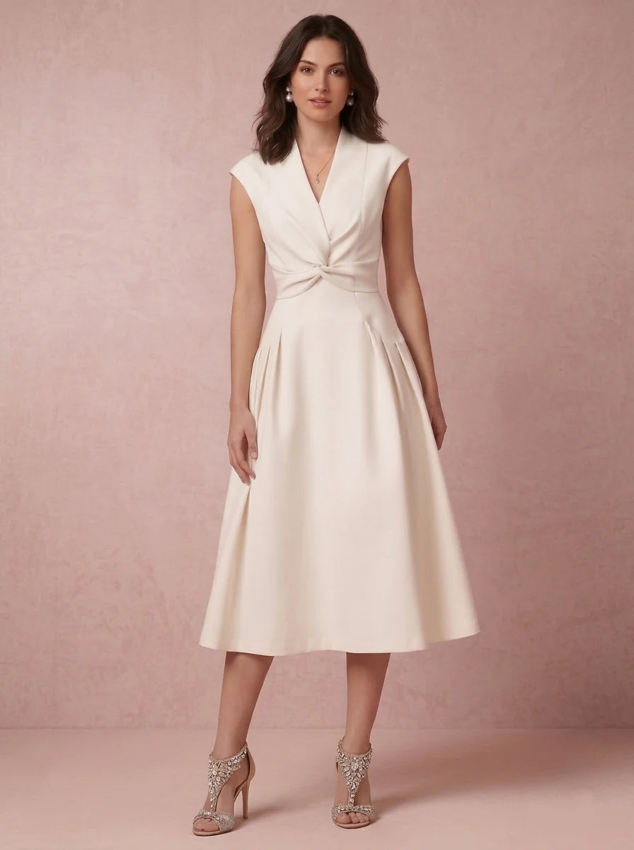 White Tea Length Dress — The Indie | Guest & Gown