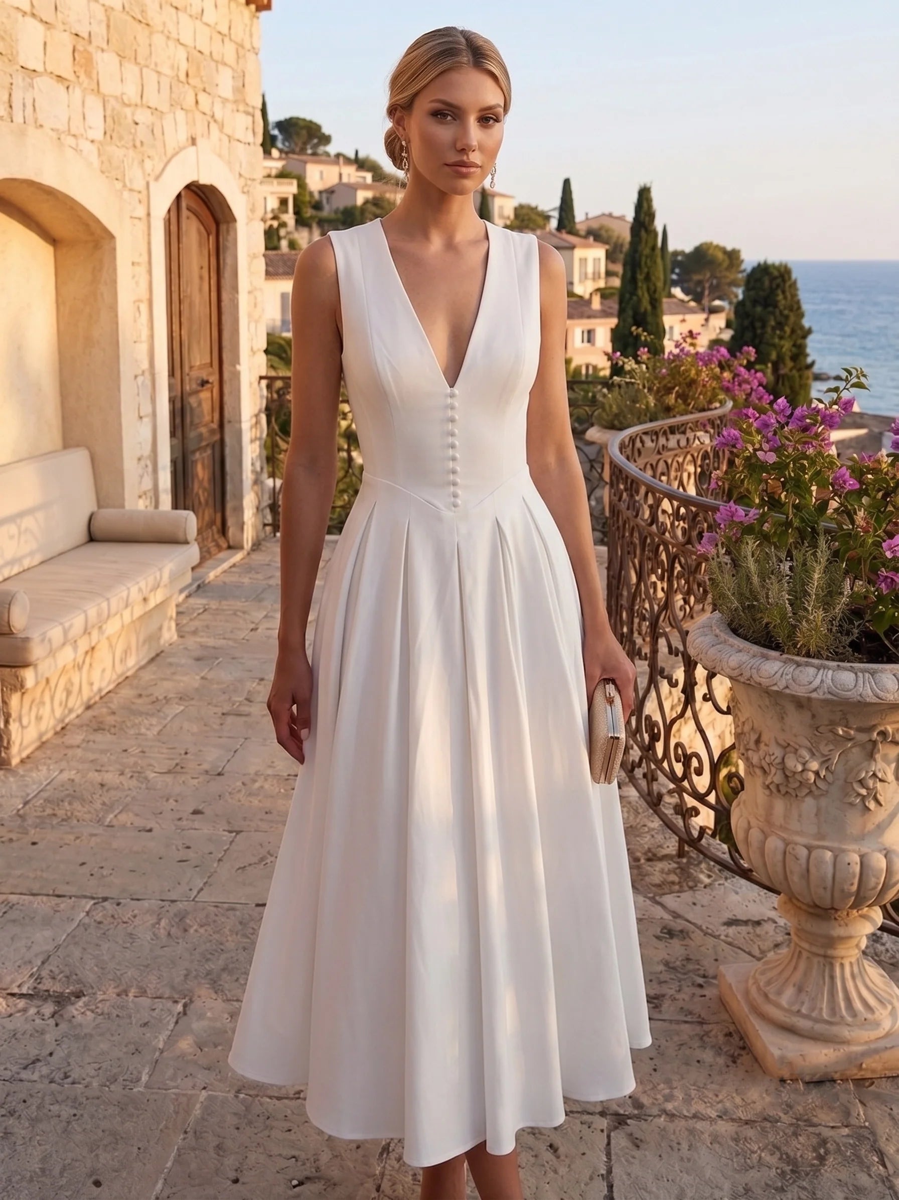 Tea Length White Dress — The Hero | Guest & Gown