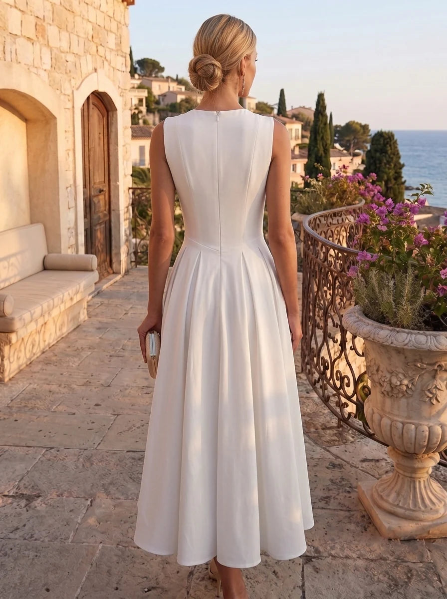 Tea Length White Dress — The Hero | Guest & Gown