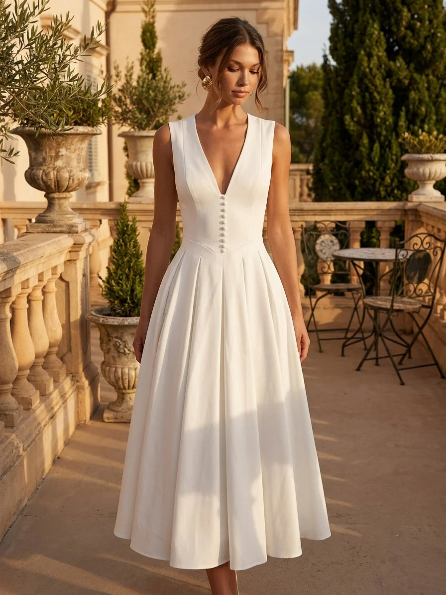 Tea Length White Dress — The Hero | Guest & Gown